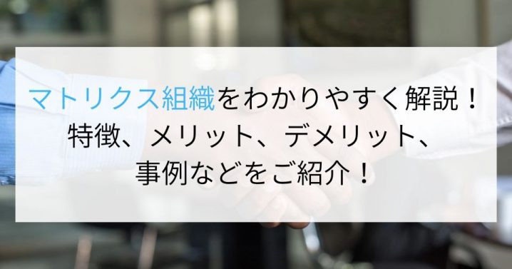 マトリクス組織をわかりやすく解説！特徴、メリット、デメリット、事例 