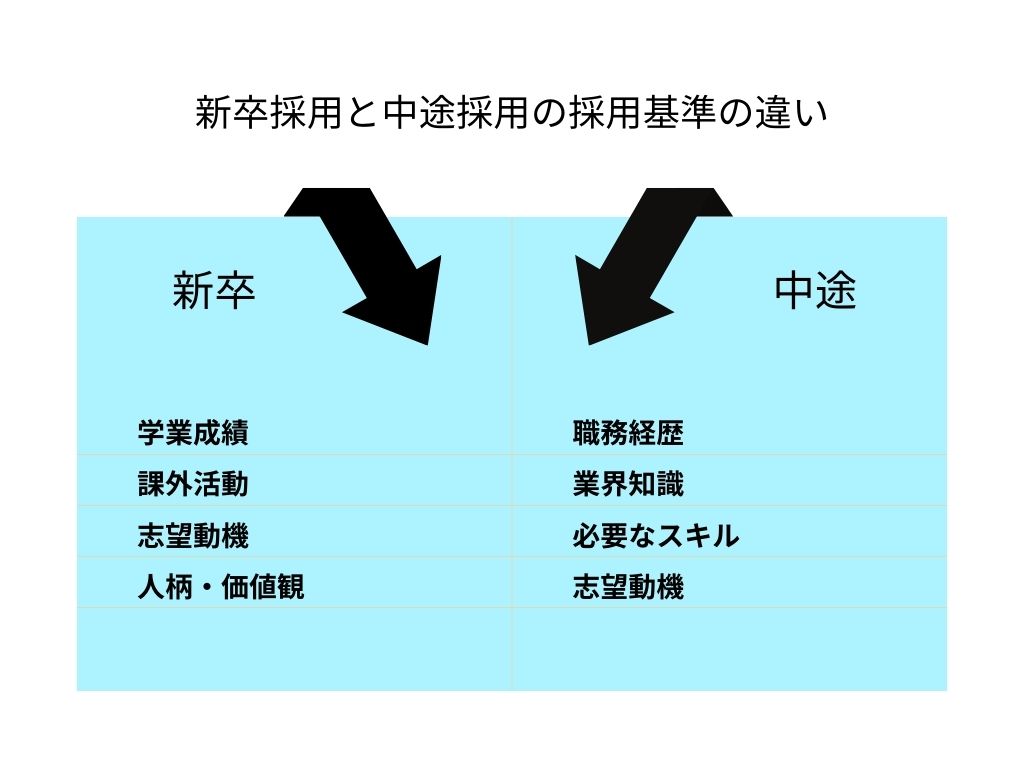 新卒採用と中途採用の採用基準の違い